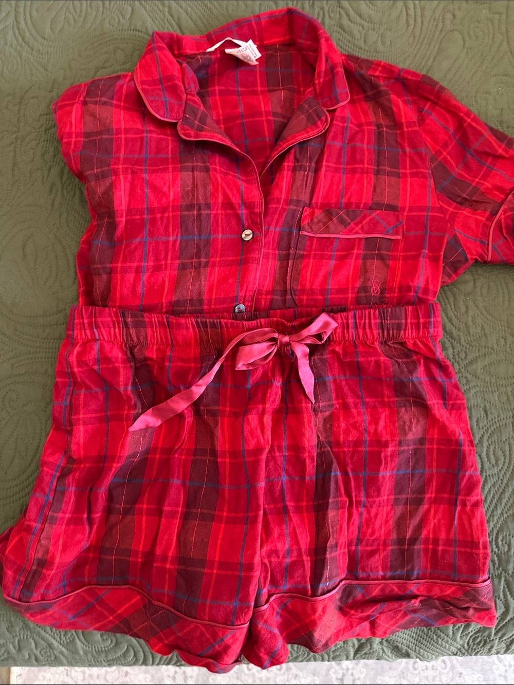 Victoria's Secret Red Plaid Pajama Set Top